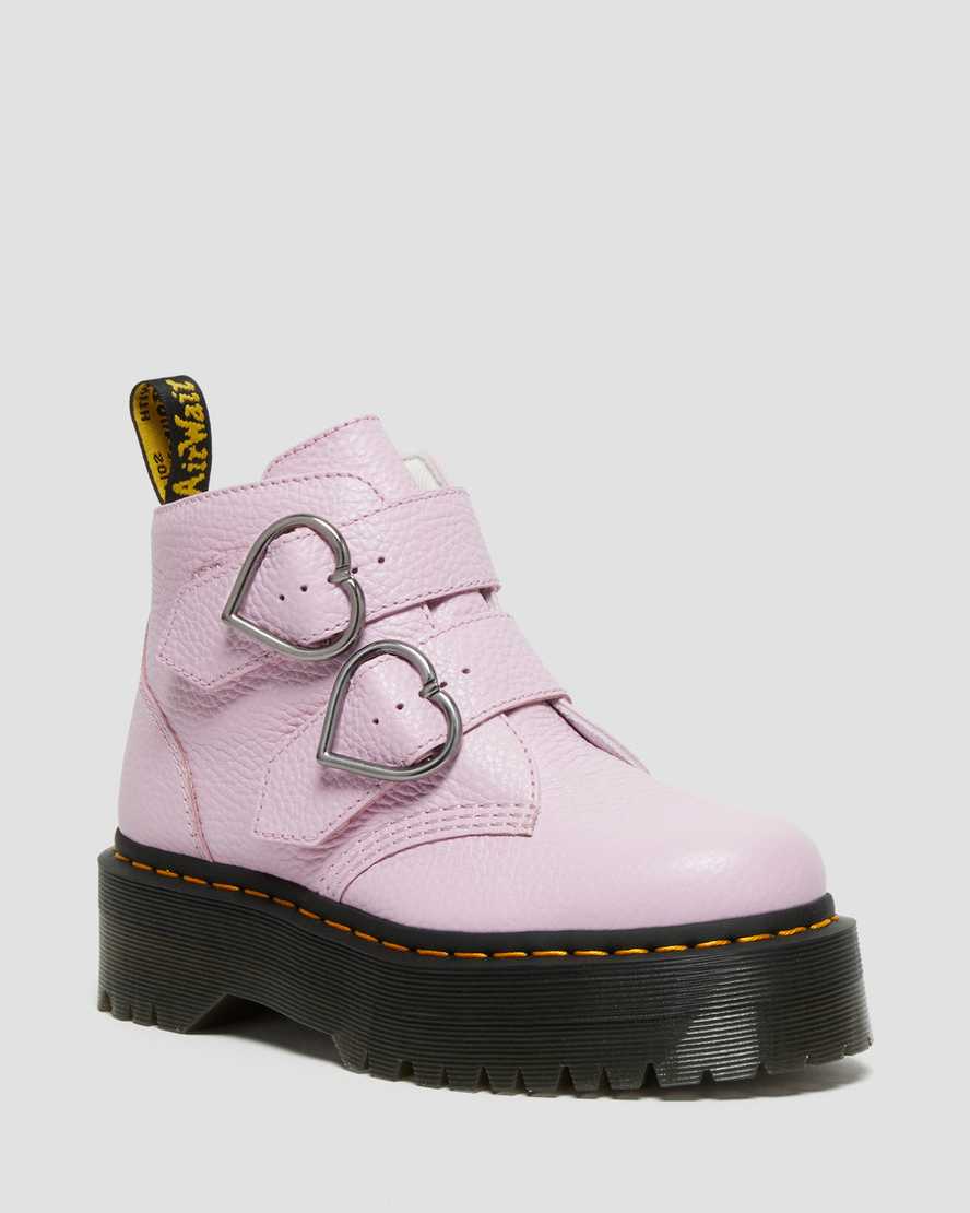 Dr. Martens Devon Heart Nahka Naisten Platform Nilkkurit - Pinkki Laventeli Nilkkurit [842-YOJXUR]